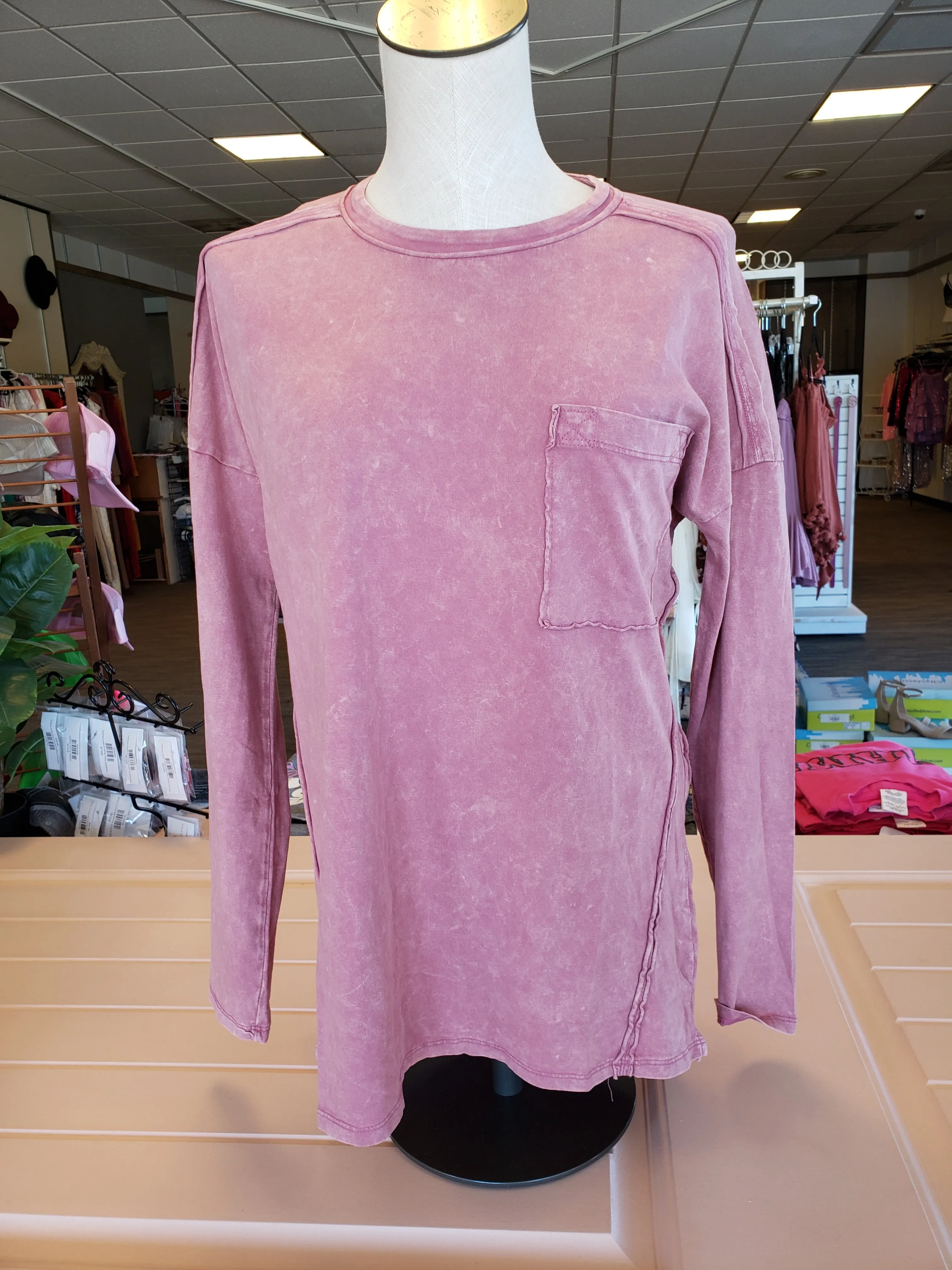 Mauve Vintage Washed Oversized Top S-3XL