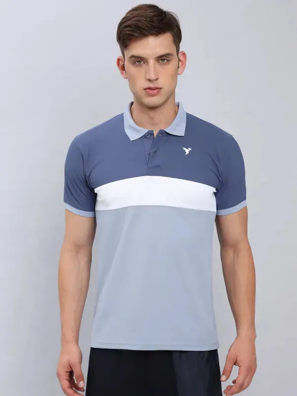 Men Colorblock Slim Fit Polo T-shirt with MATPIQ