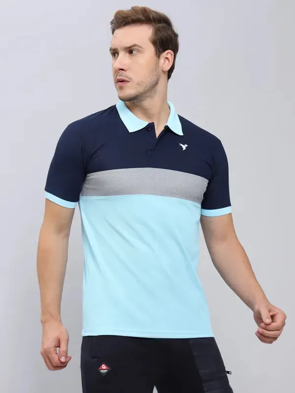 Men Colorblock Slim Fit Polo T-shirt with MATPIQ