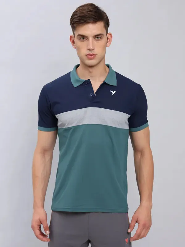 Men Colorblock Slim Fit Polo T-shirt with MATPIQ