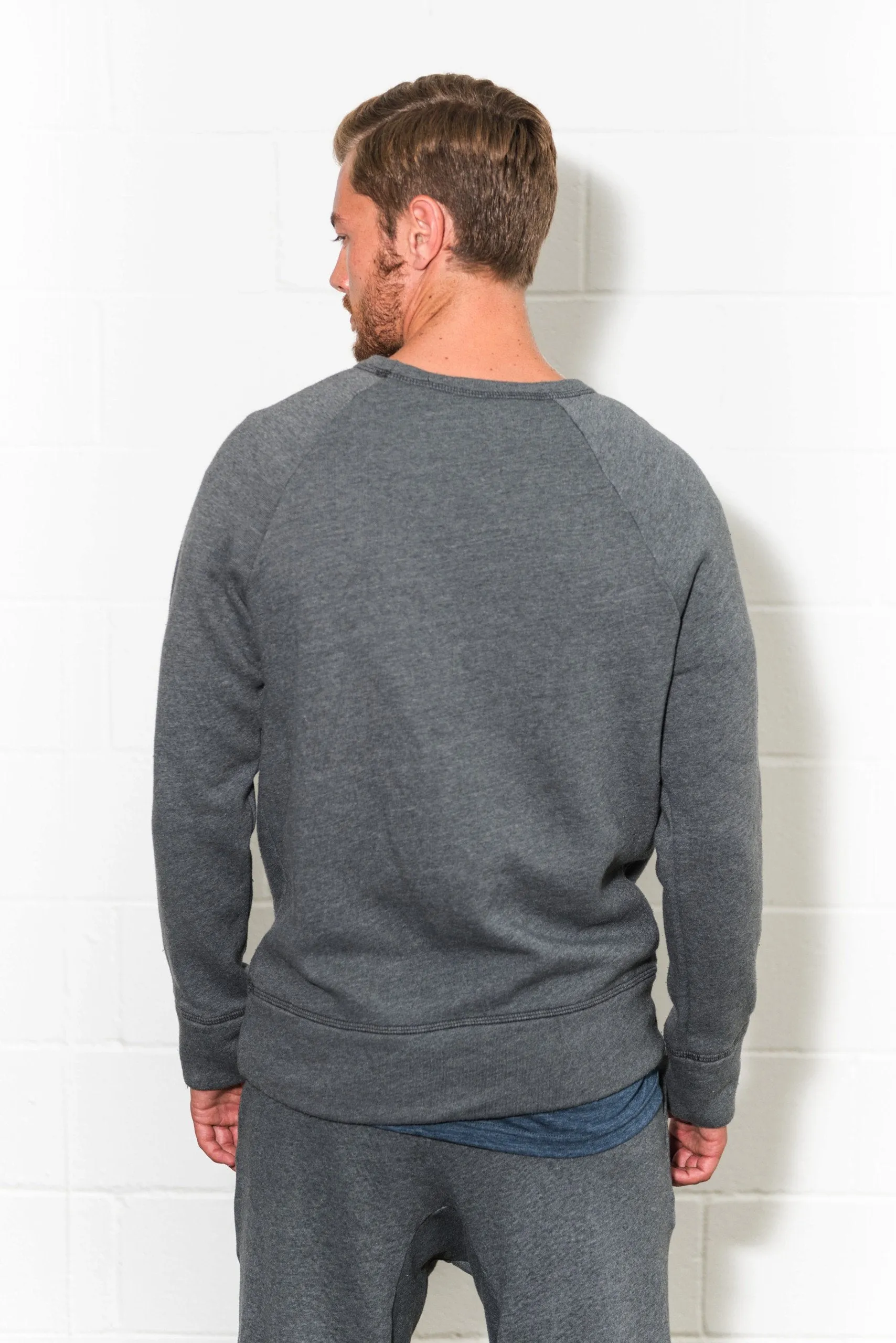 Men's French Terry Kangaroo Pocket Crew Neck Sweatshirt