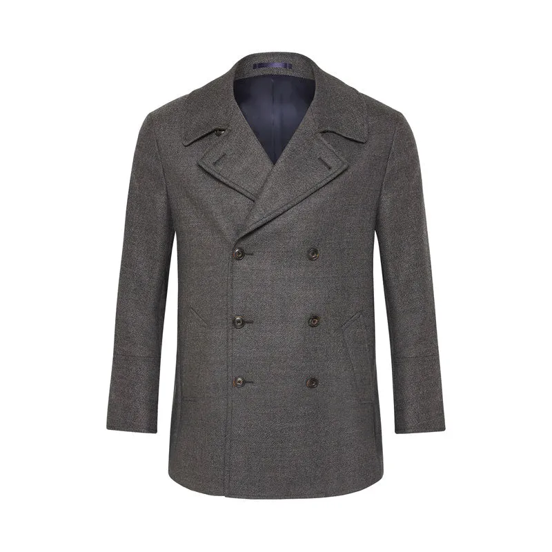 Men's Grey Fleece Navy Peacoat