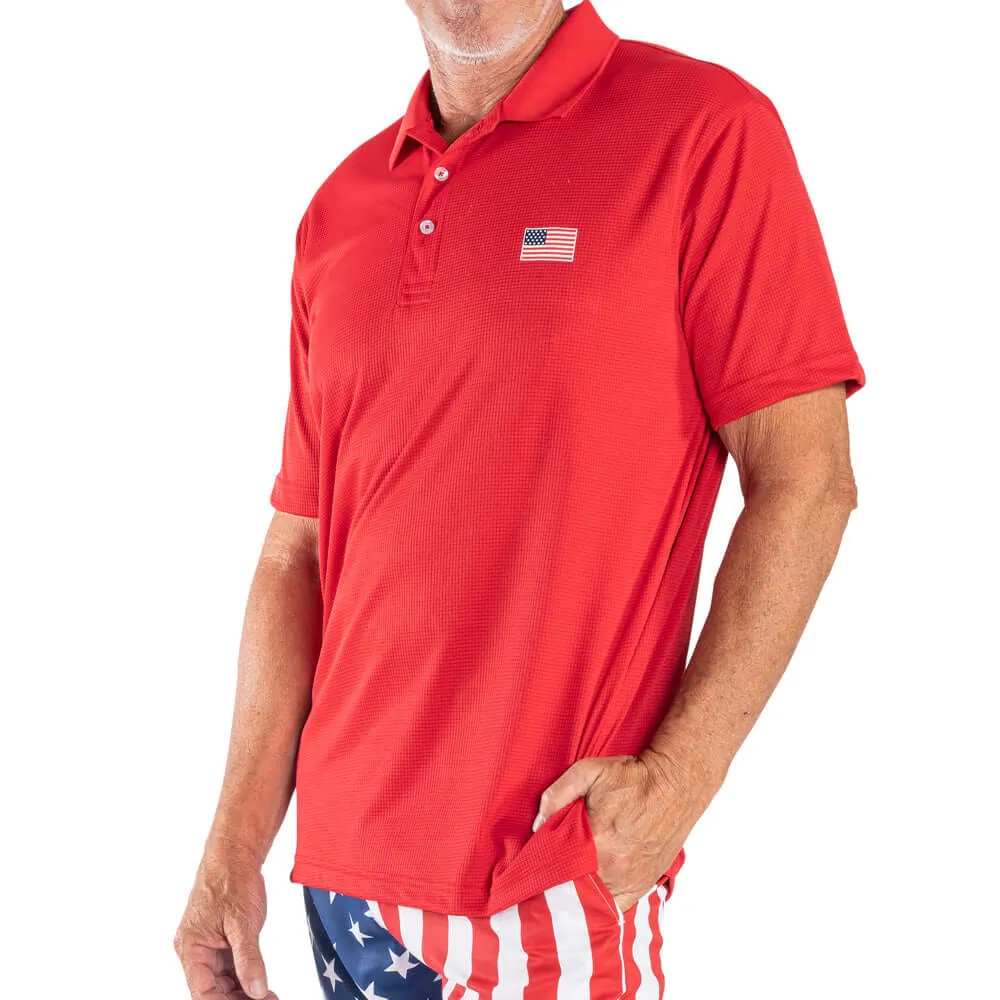 Men's US Flag Performance Grid Polo