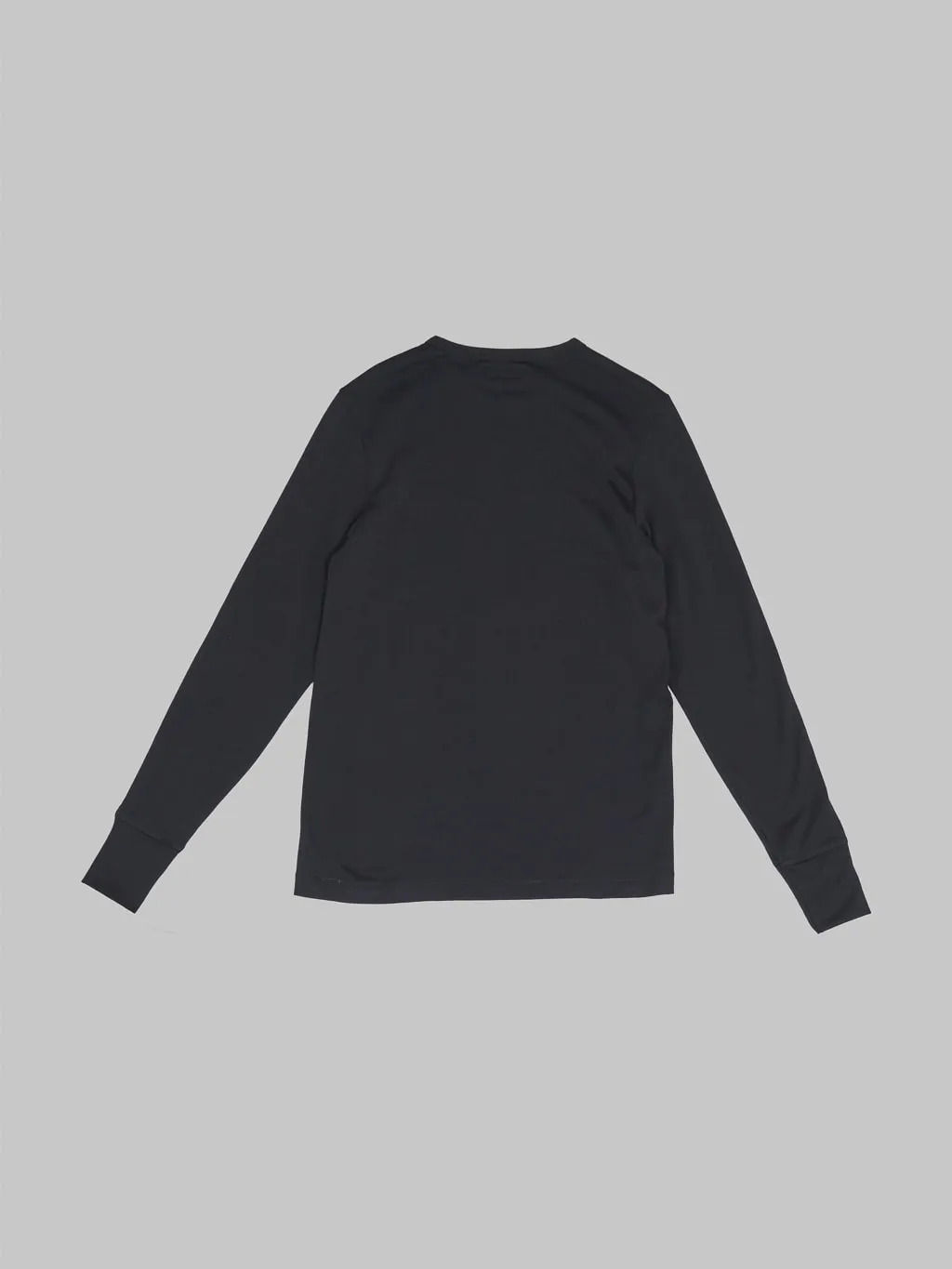 Merz b. Schwanen 2W15LS Pure Merino Wool 6.5oz Long Sleeve Classic Fit T-Shirt Deep Black