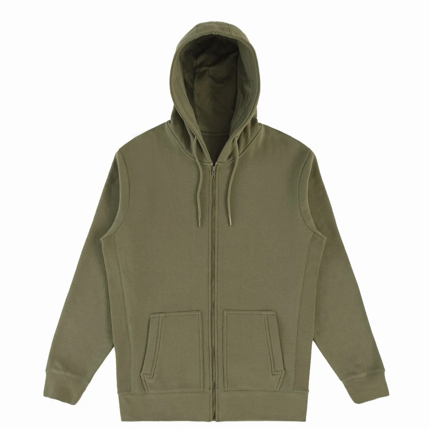 Military Olive Organic Cotton Zip-Up Sweatshirt