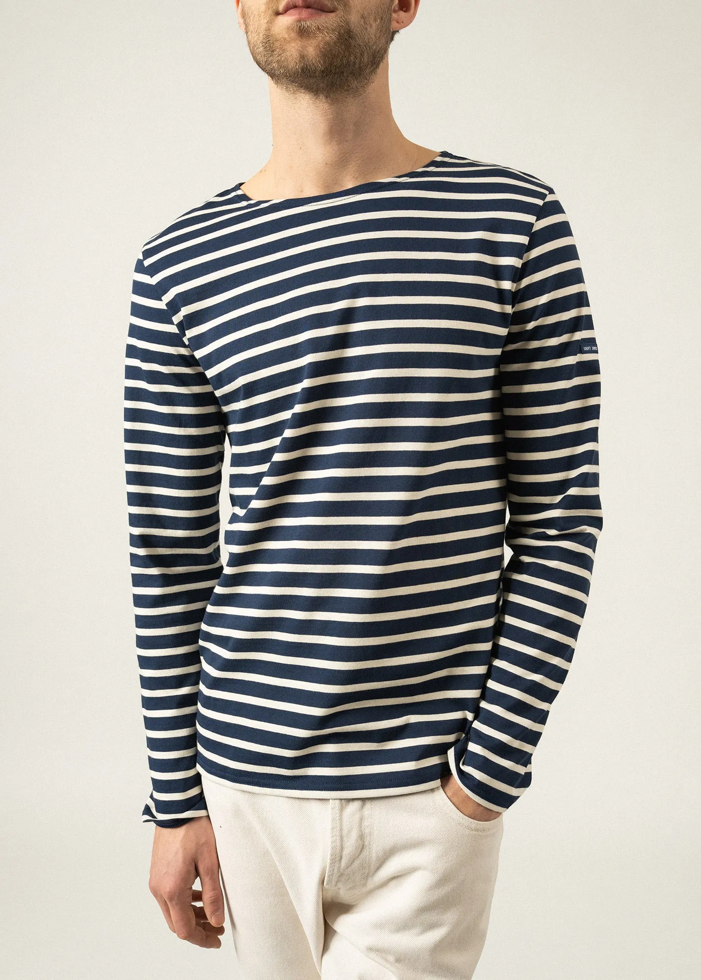 Minquiers unisex striped sailor shirt - regular fit, in light cotton (MARINE/ECRU)