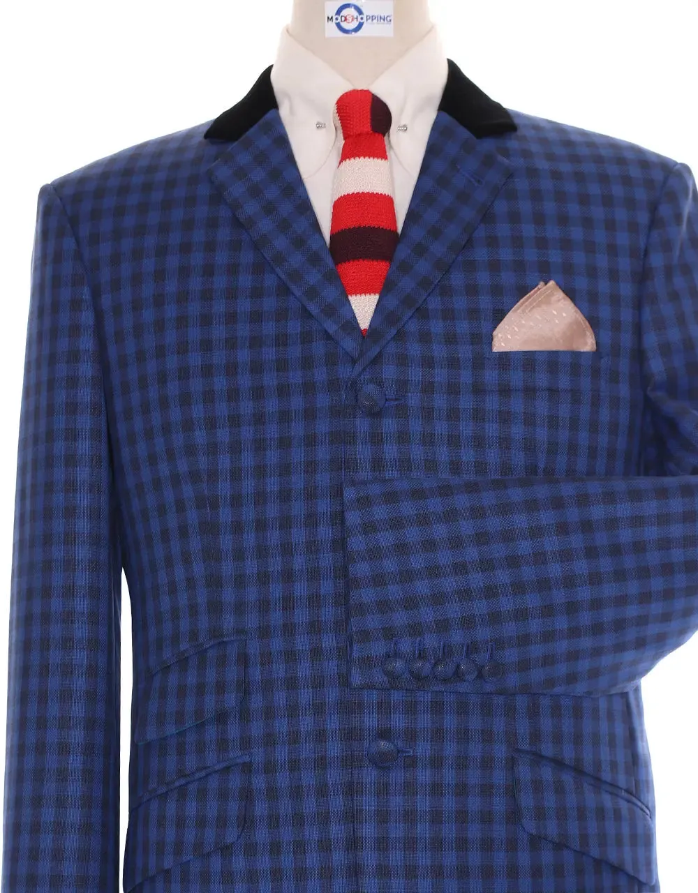 Mod Suit - Blue Gingham Check Suit