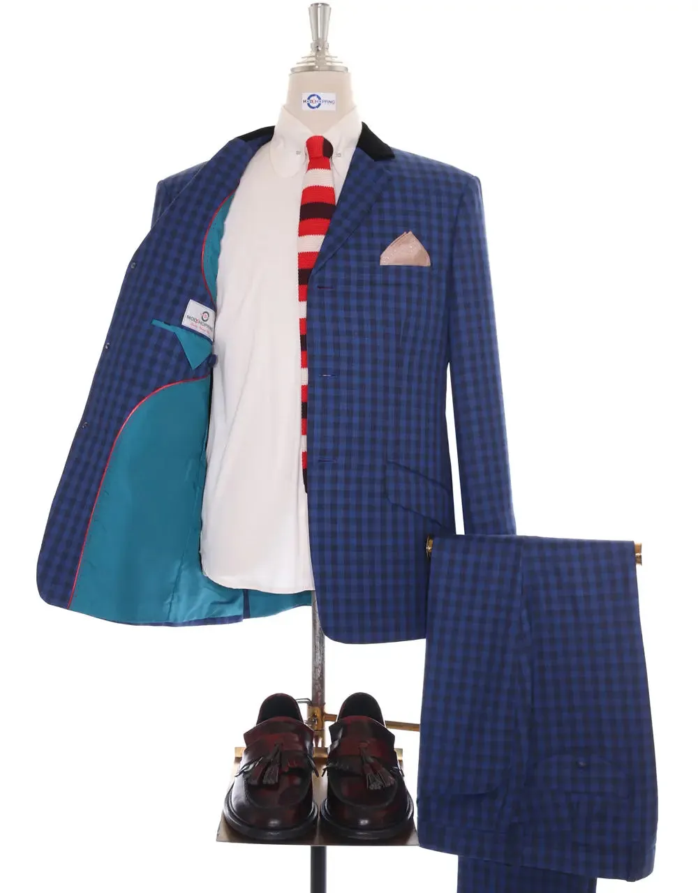 Mod Suit - Blue Gingham Check Suit