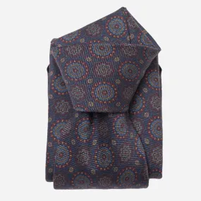 Moretti - Printed Madder Silk Tie - Navy & Burgundy