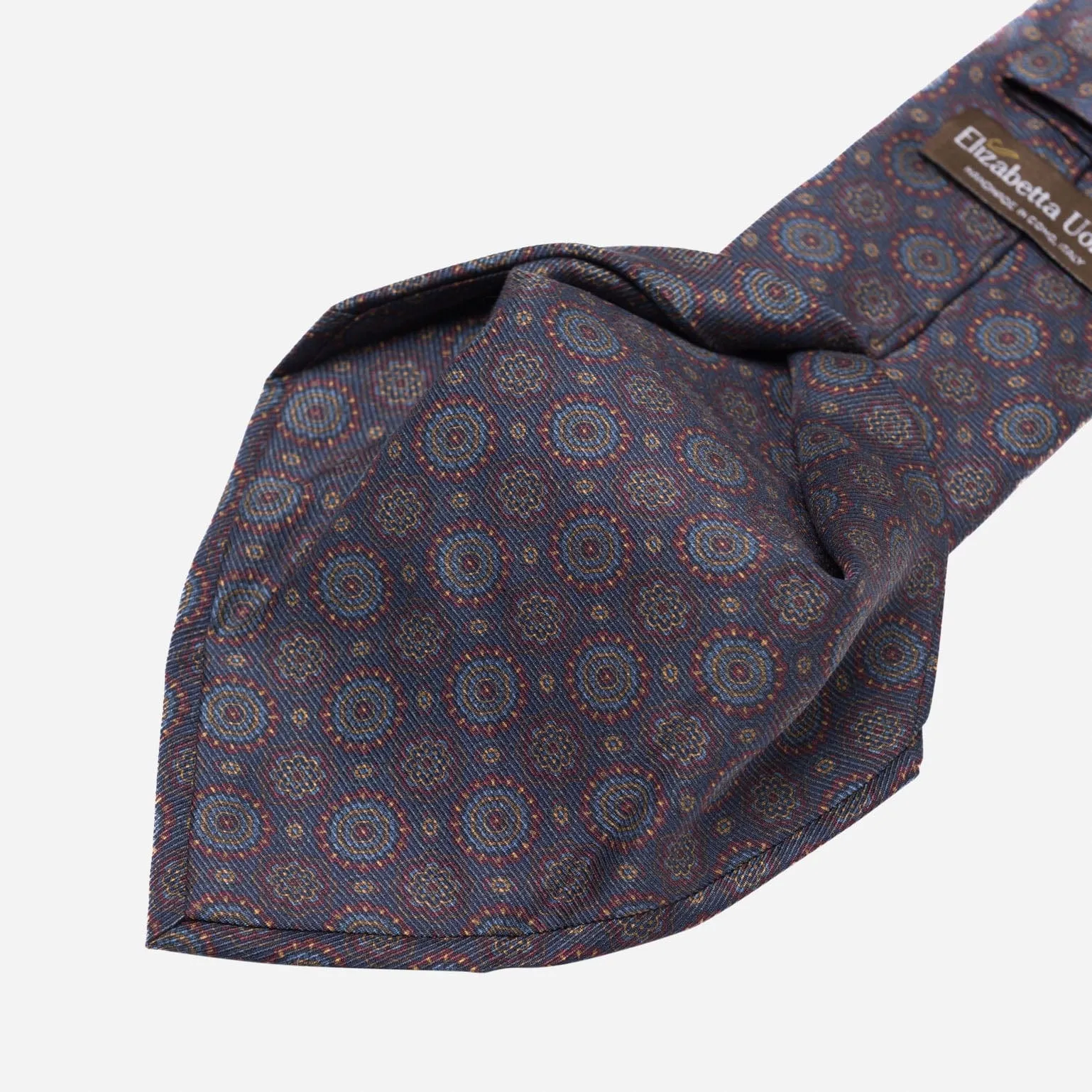 Moretti - Printed Madder Silk Tie - Navy & Burgundy