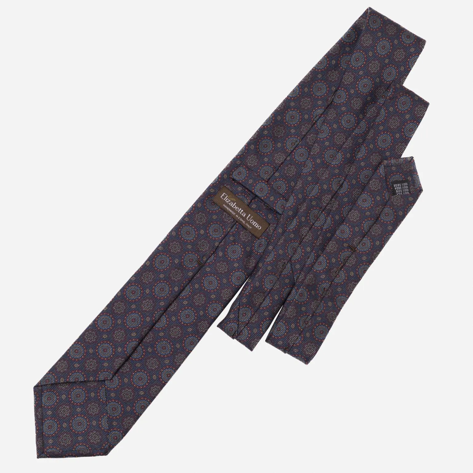 Moretti - Printed Madder Silk Tie - Navy & Burgundy