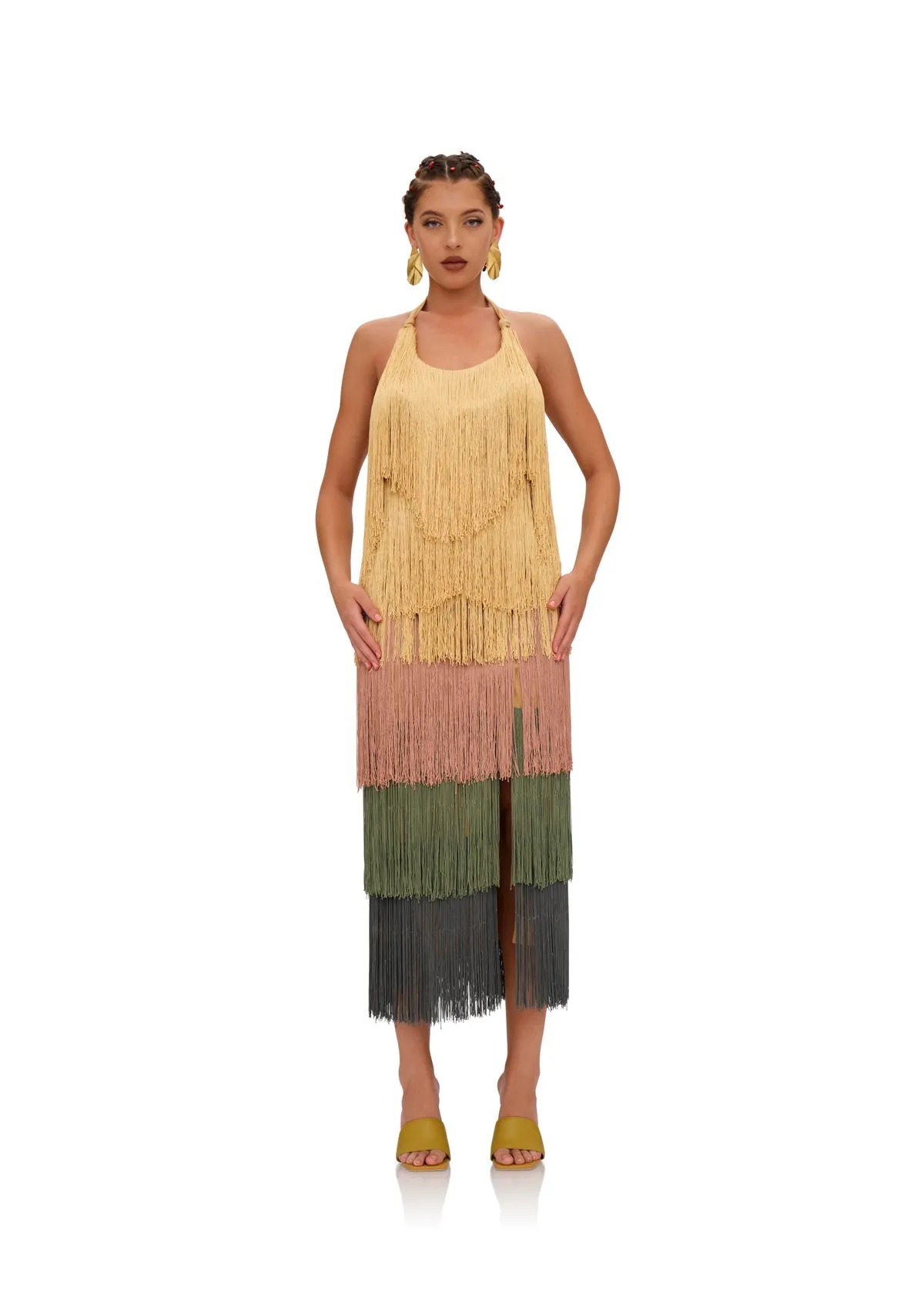 Neme Fringe Midi Dress