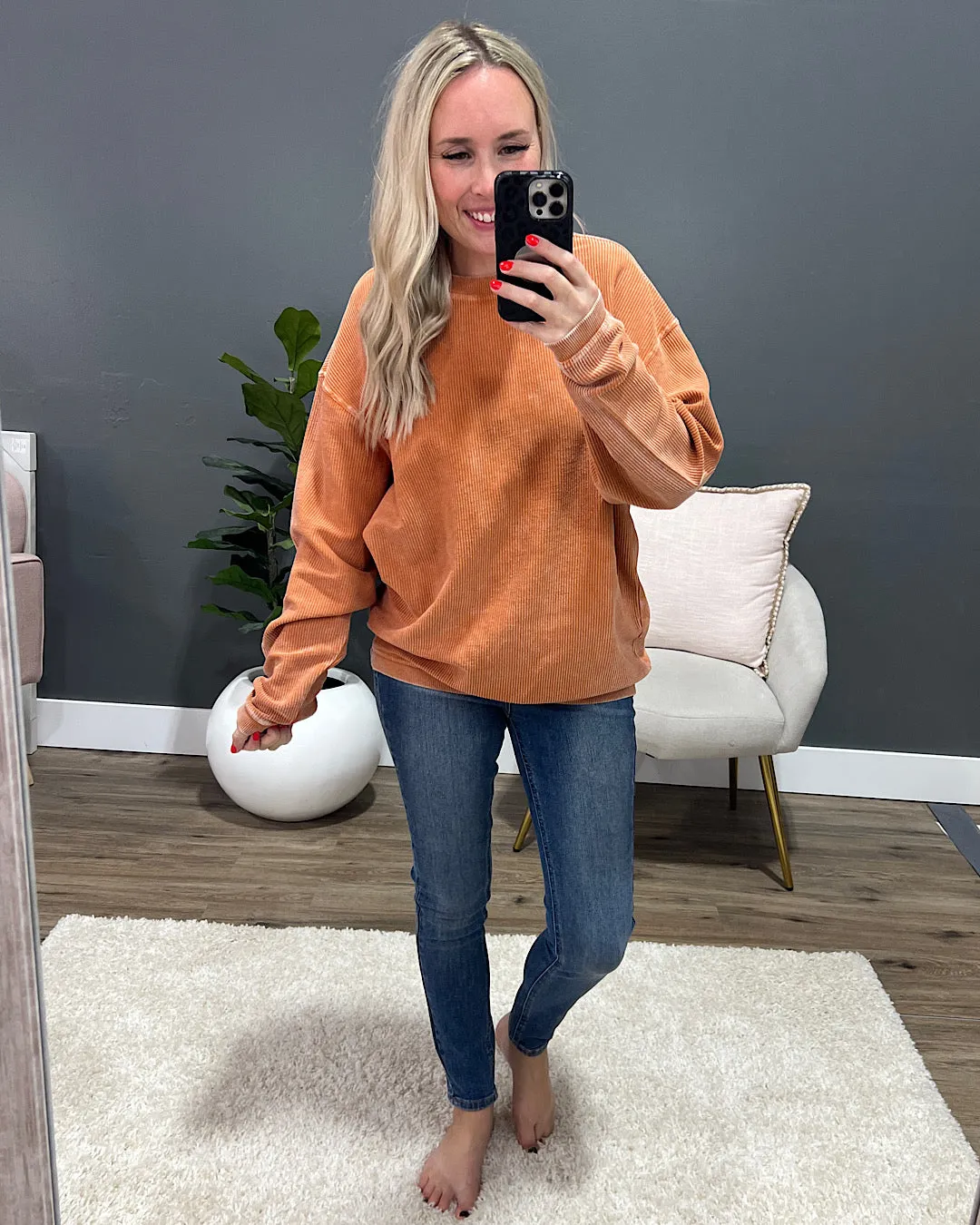 NEW! Corded Mineral Wash Sweatshirt - Hummus