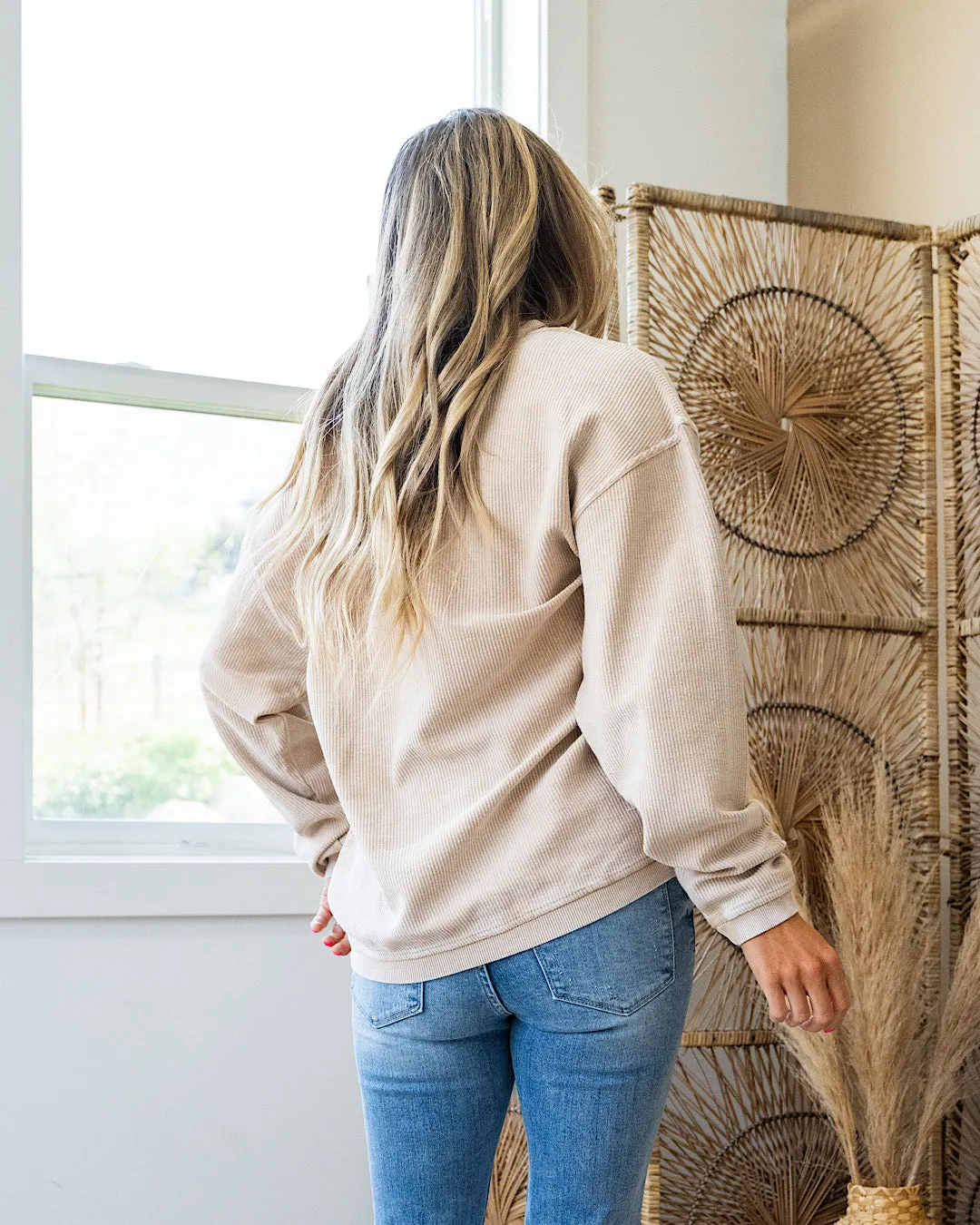 NEW! Corded Mineral Wash Sweatshirt - Hummus