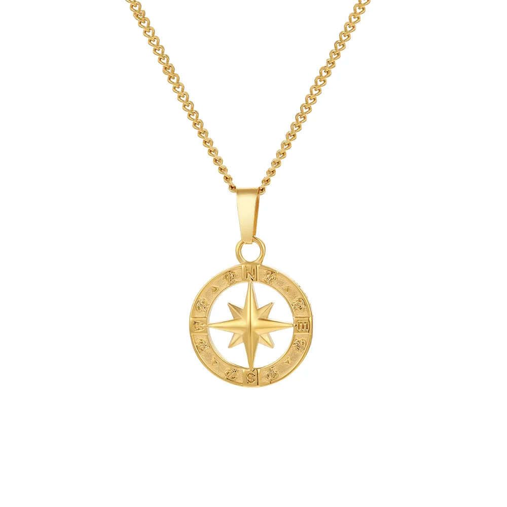 North Star Compass Pendant - Gold