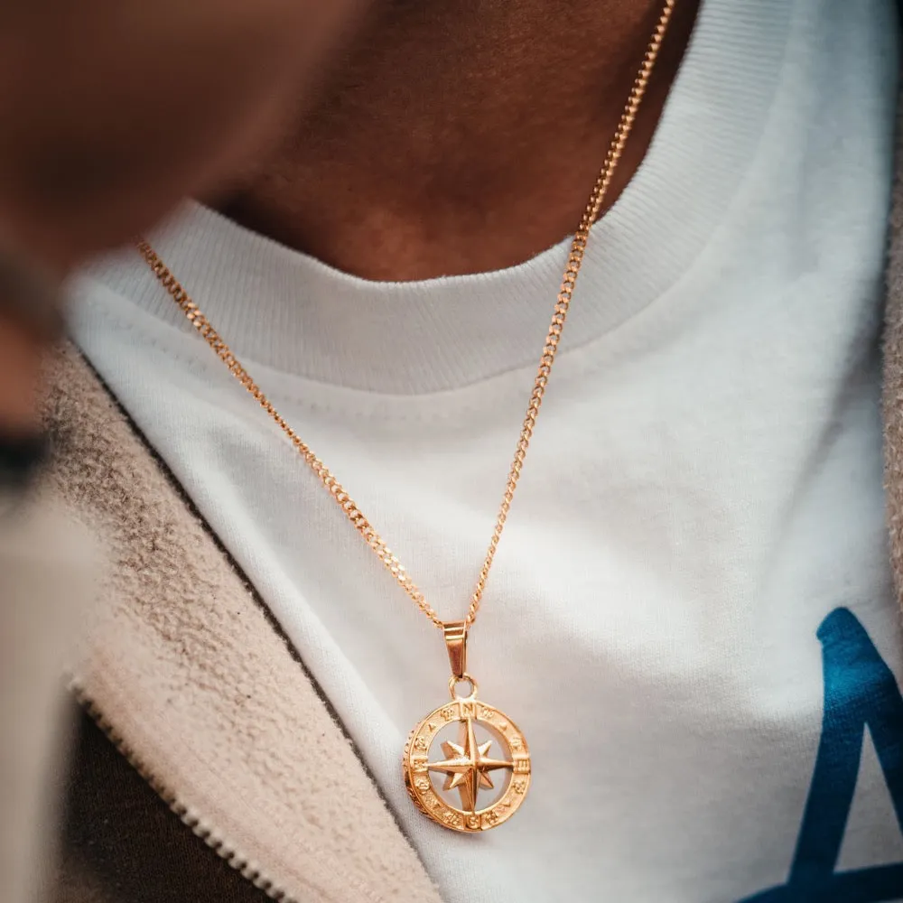 North Star Compass Pendant - Gold