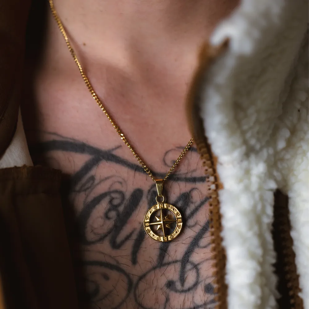 North Star Compass Pendant - Gold