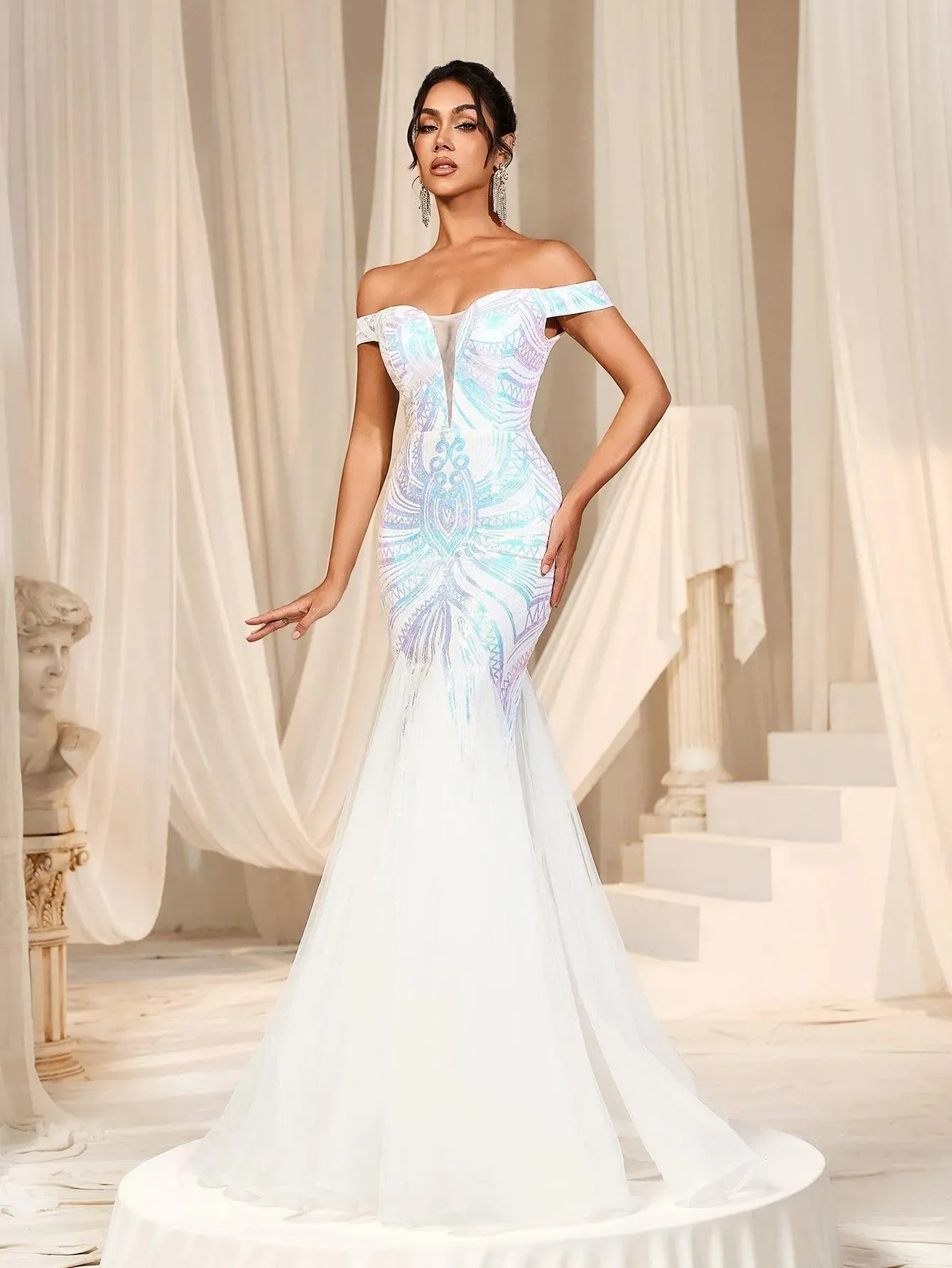 Off Shoulder Sweetheart Neckline Mermaid Prom Dress