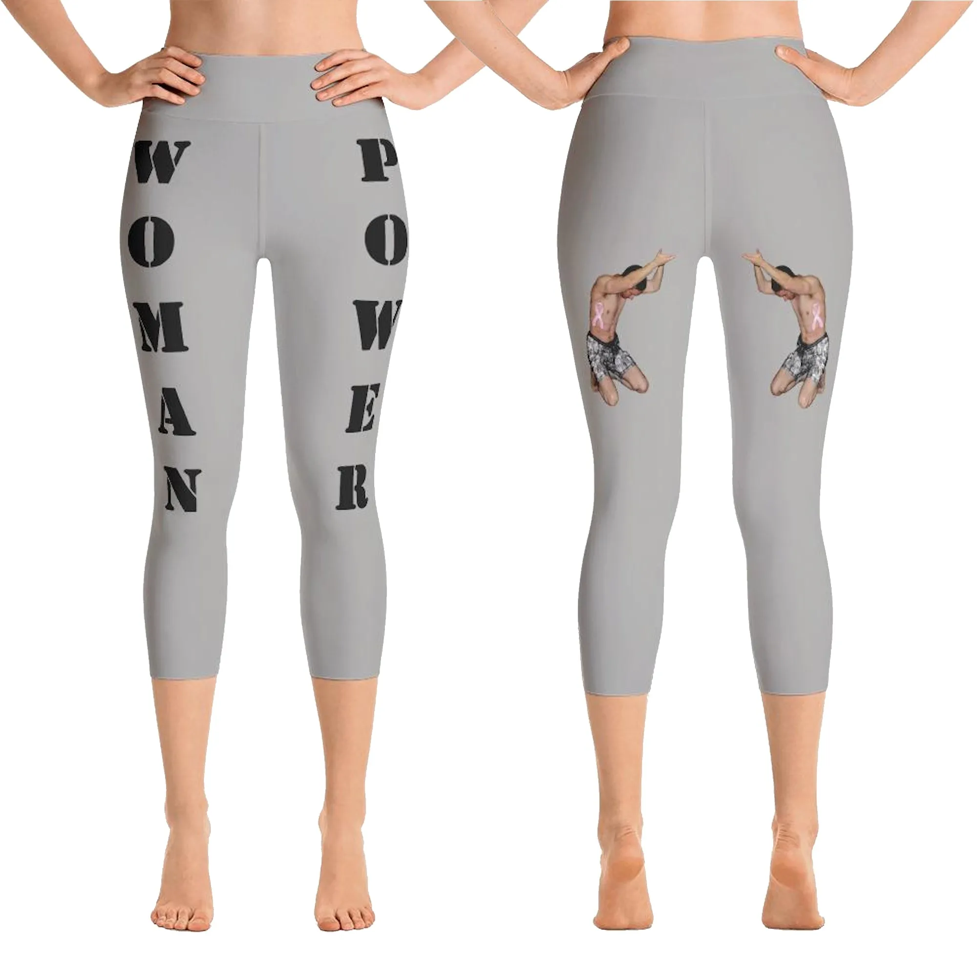 Our best viral leggings gray woman power black letters