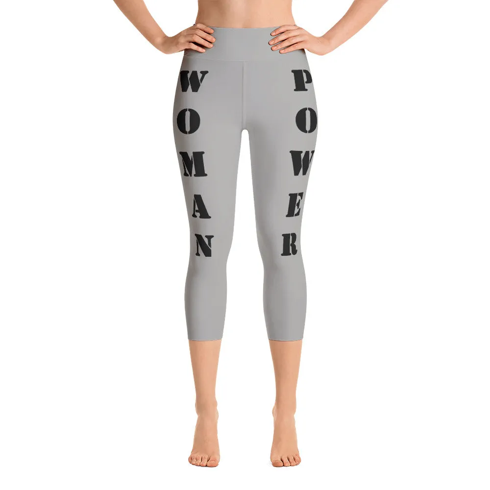 Our best viral leggings gray woman power black letters