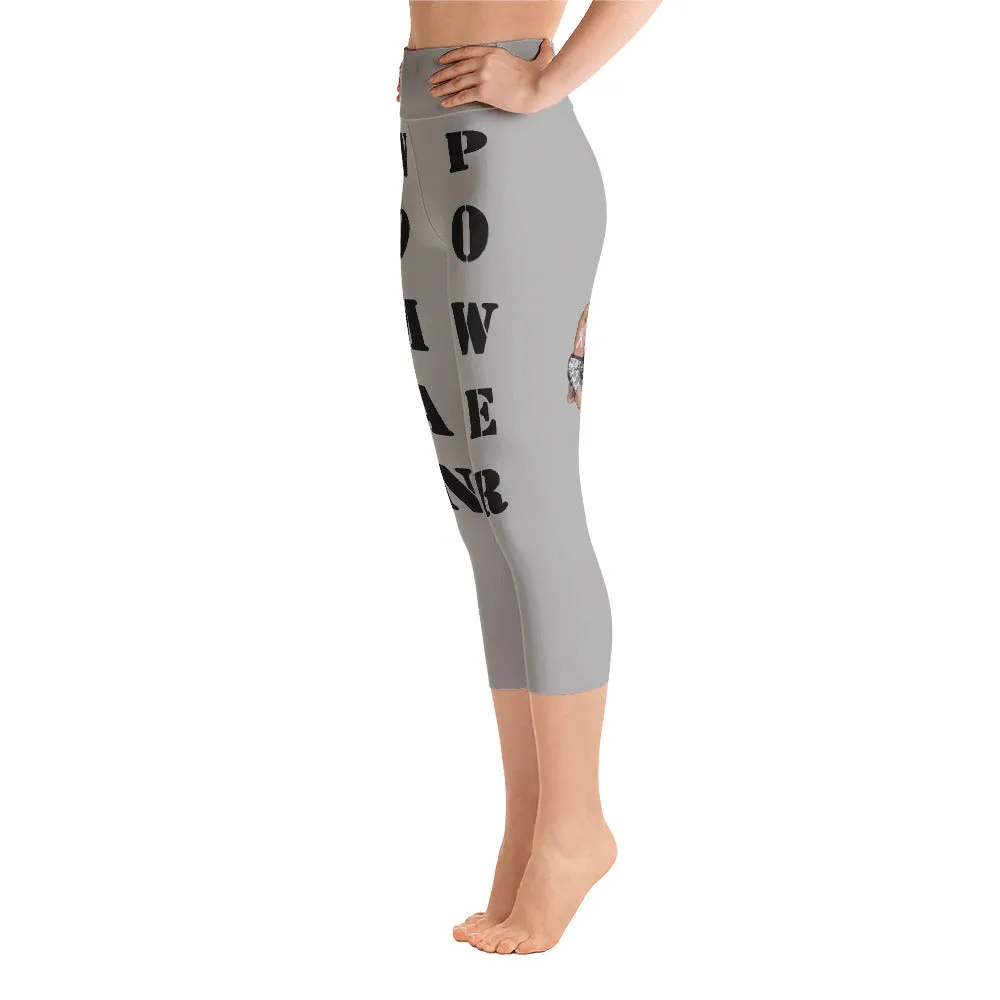 Our best viral leggings gray woman power black letters