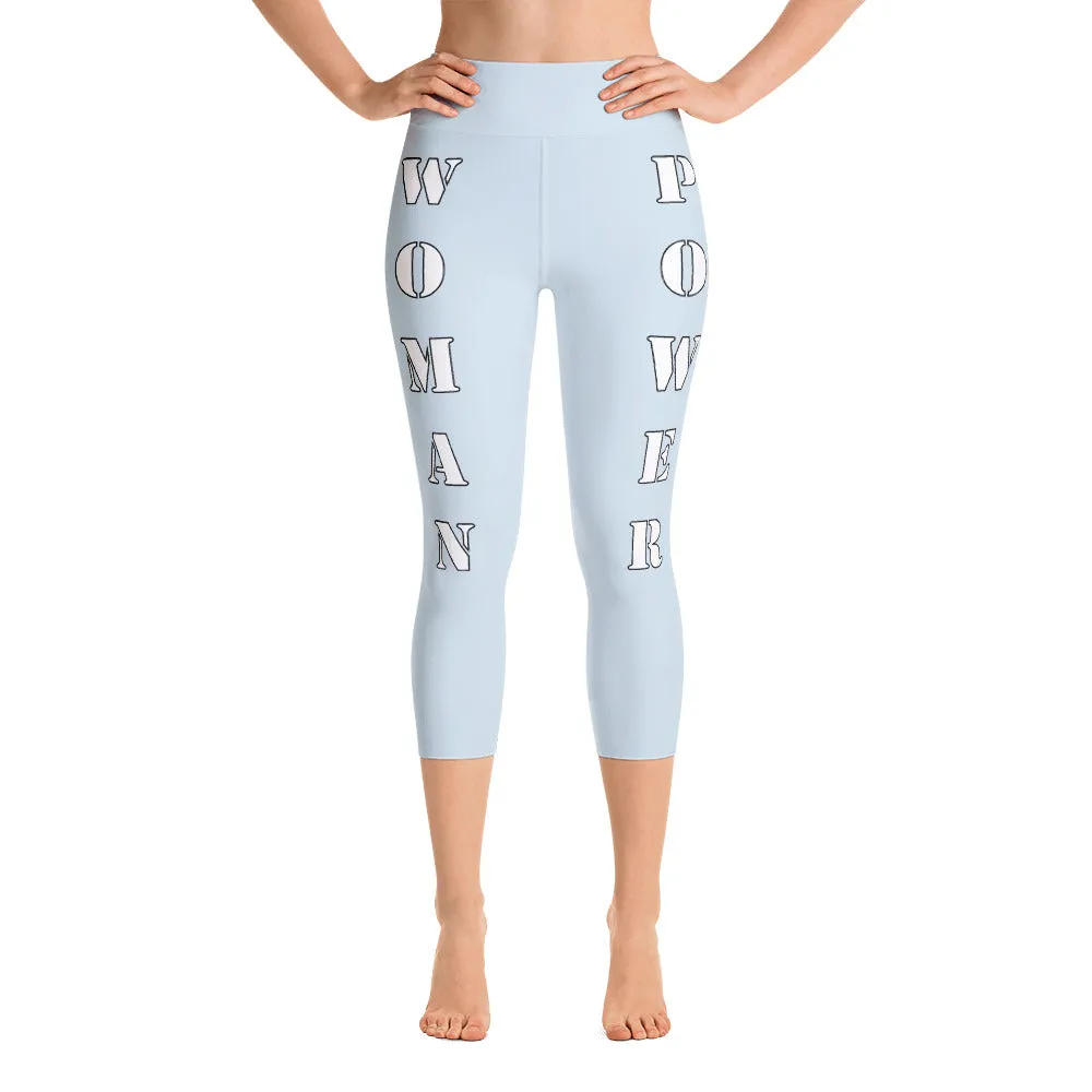 Our best viral leggings light gray woman power white letters