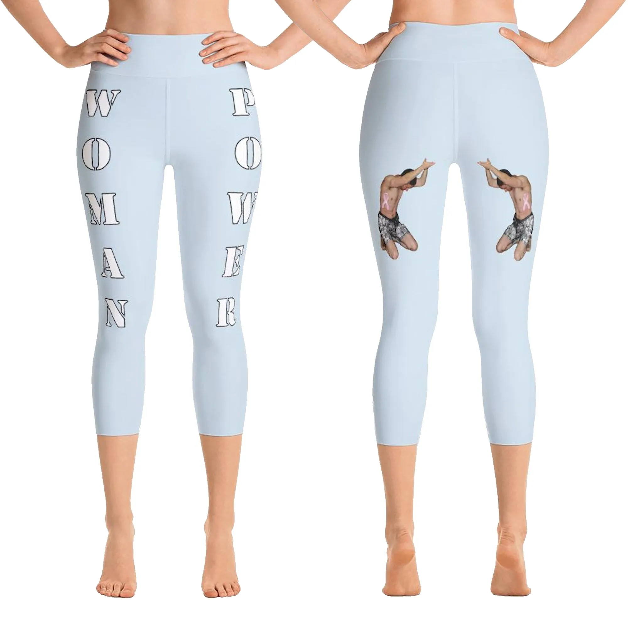 Our best viral leggings light gray woman power white letters