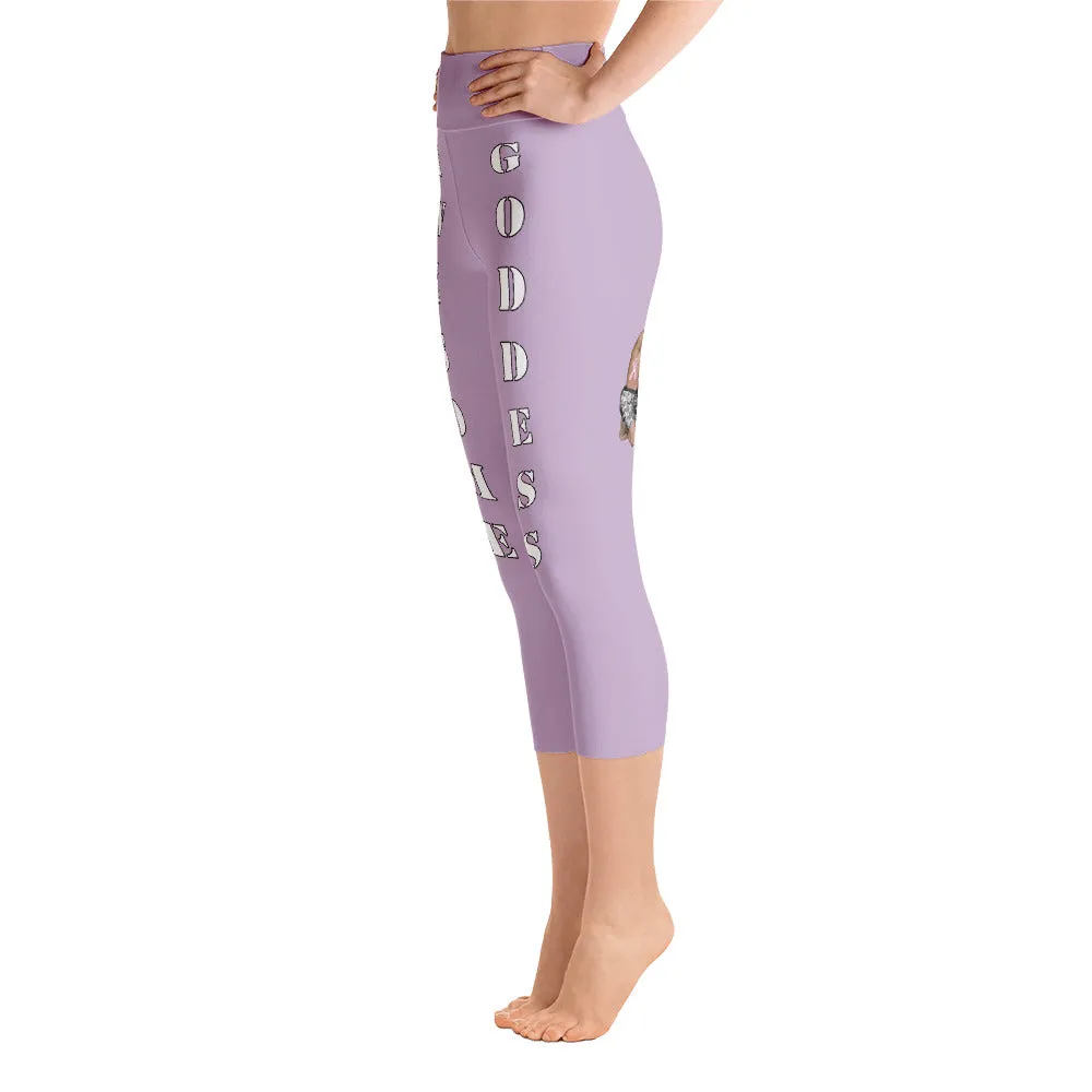 Our best viral leggings pale purple awesome goddess white letters