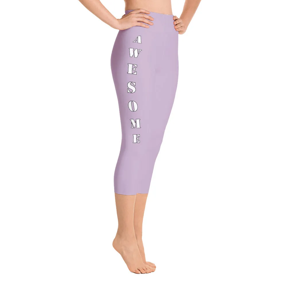 Our best viral leggings pale purple awesome goddess white letters