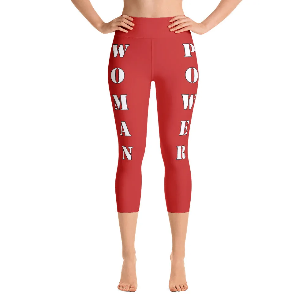 Our best viral leggings red woman power white letters