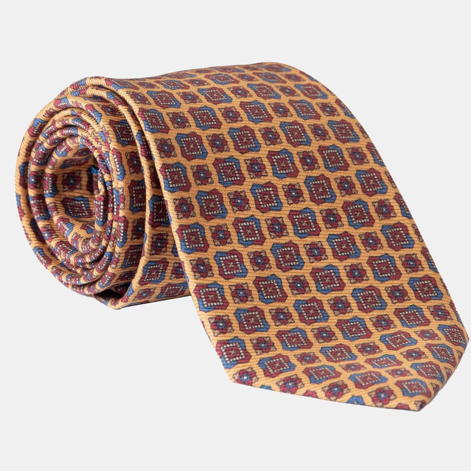 Parma - Printed Madder Silk Tie - Amber Yellow