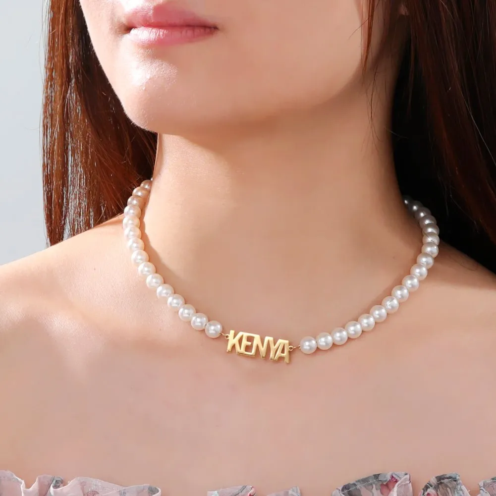 Pearl Necklace with Custom Name