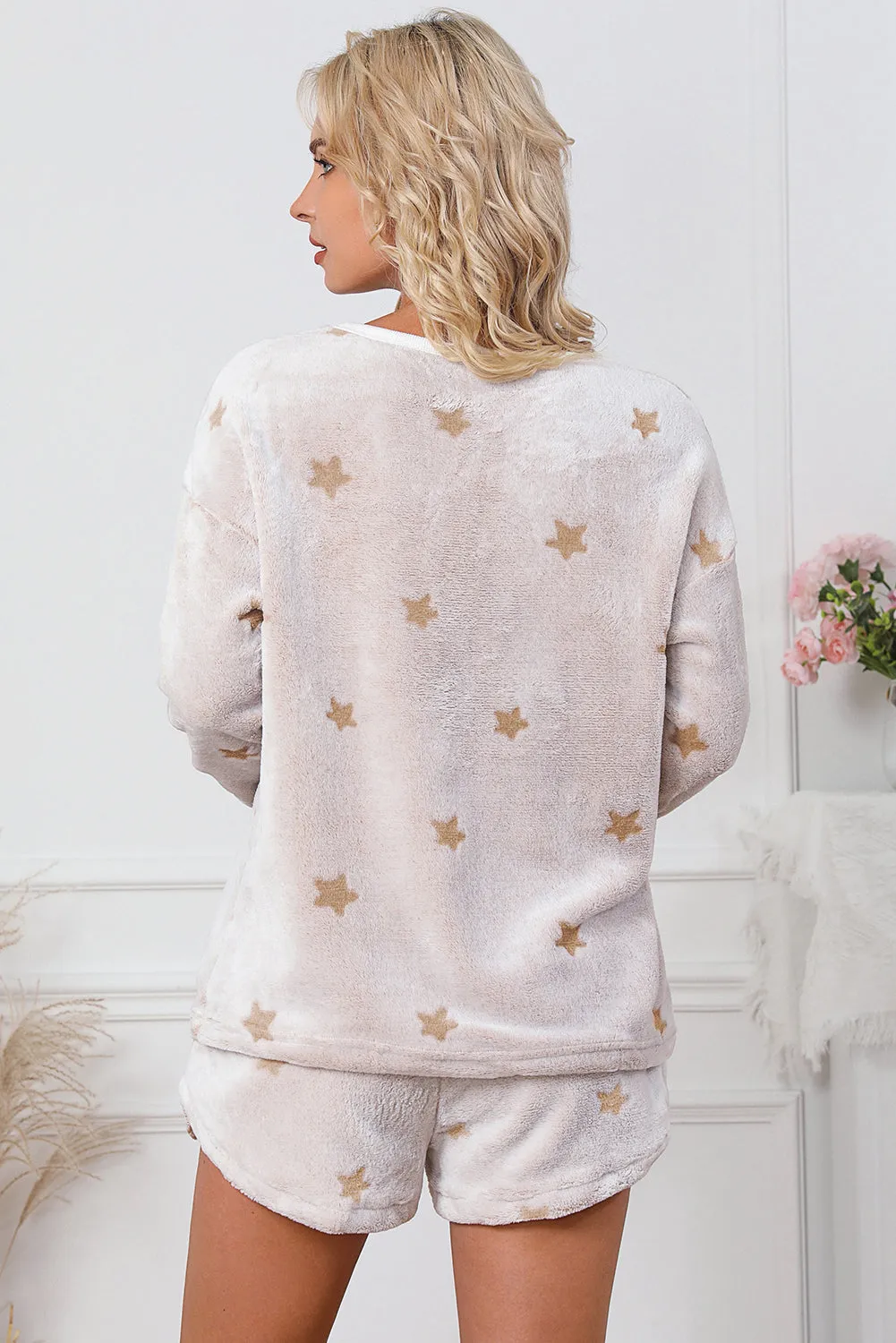 Plus Size Plush Star Shorts Set