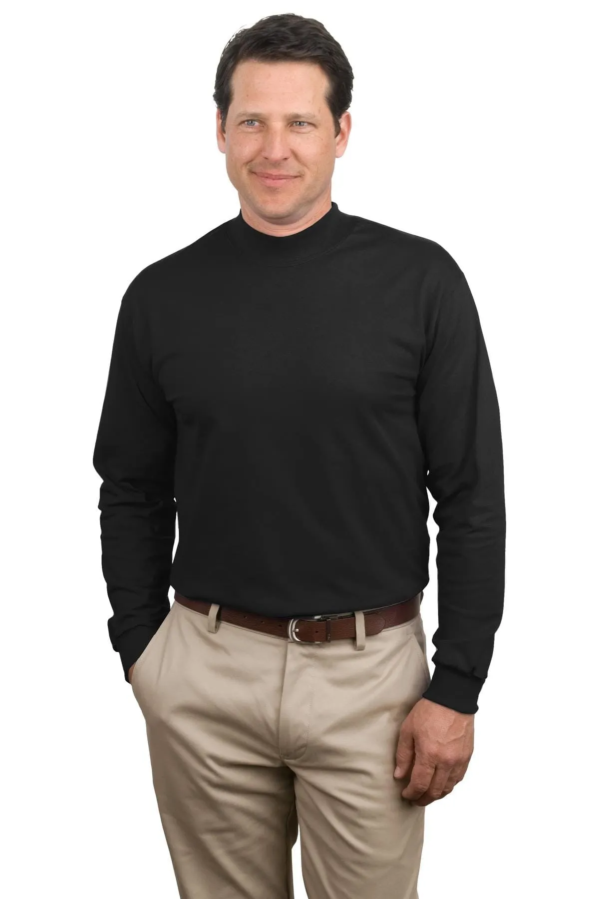 Port & Company Long Sleeve Mock Turtleneck Tee Shirt