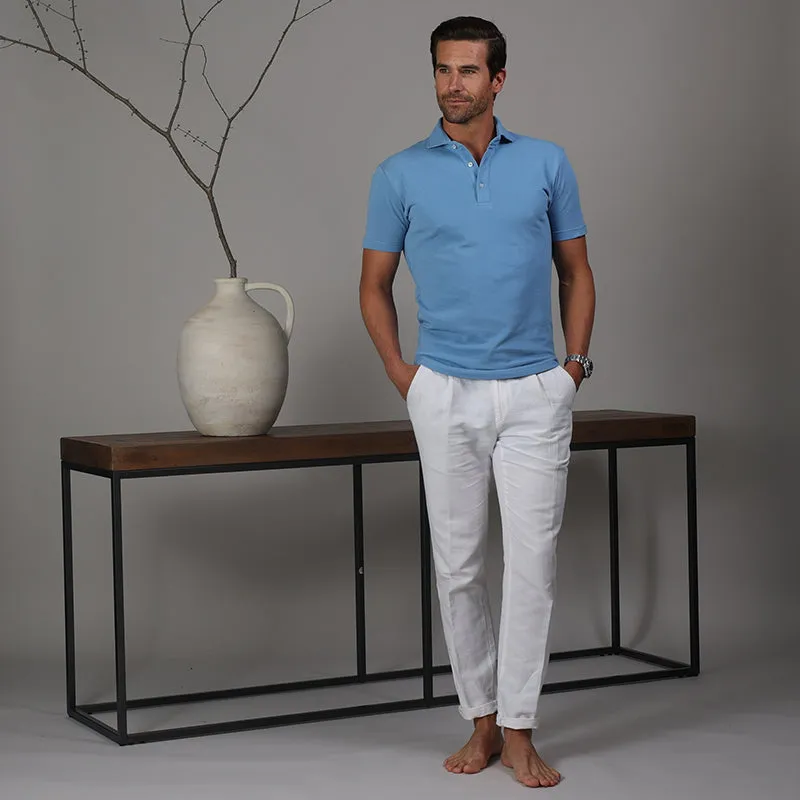 Portofino Piqué Cotton Polo Azure