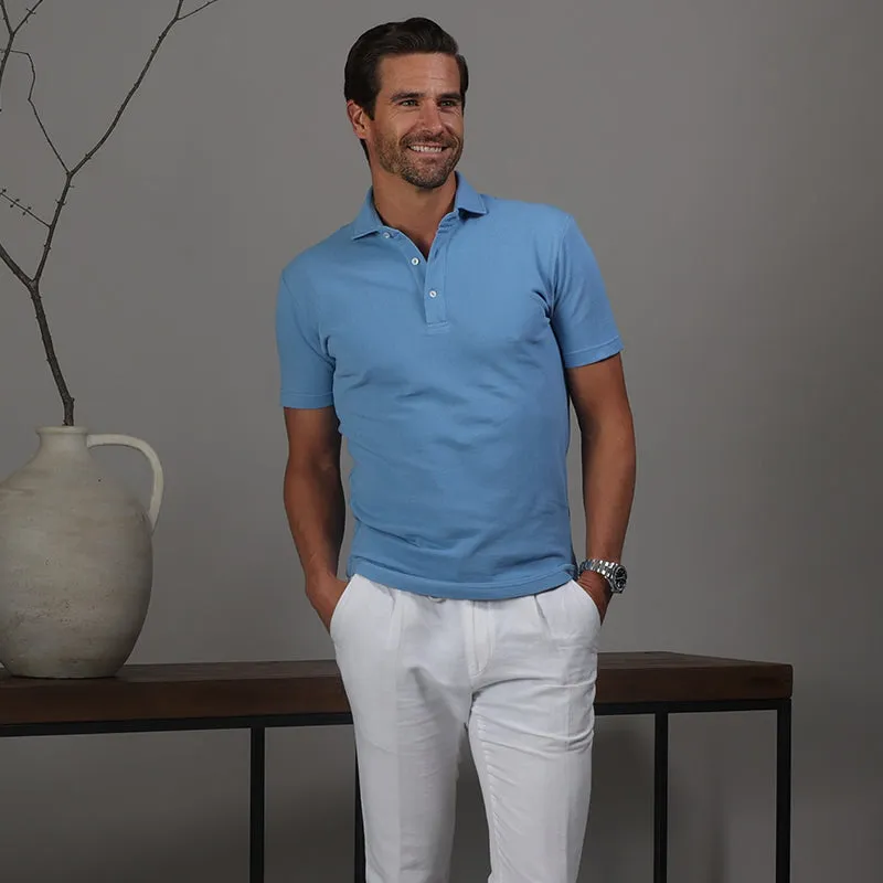 Portofino Piqué Cotton Polo Azure