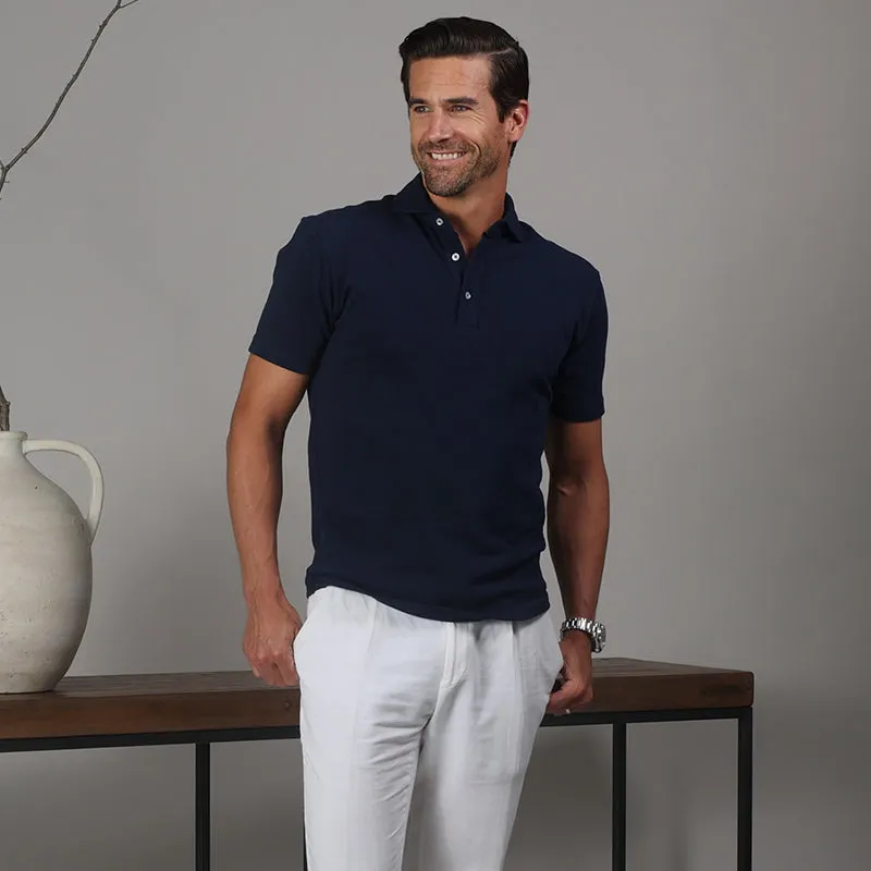 Portofino Piqué Cotton Polo Navy