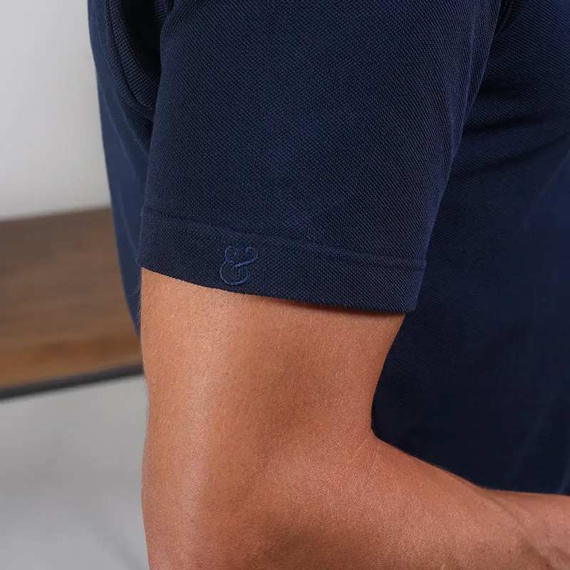 Portofino Piqué Cotton Polo Navy