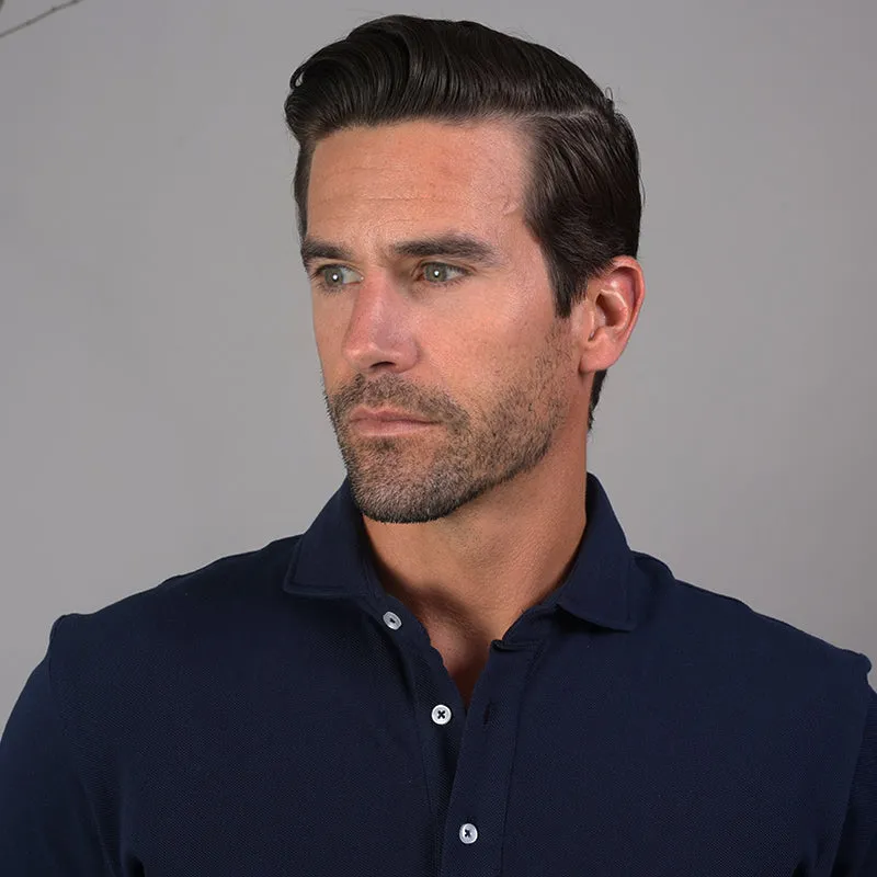 Portofino Piqué Cotton Polo Navy