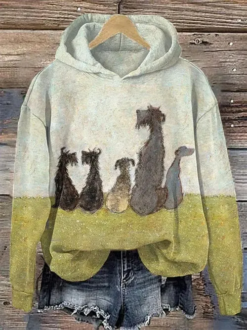 Puppy Graphic Sweatshirt Hoodies For Women