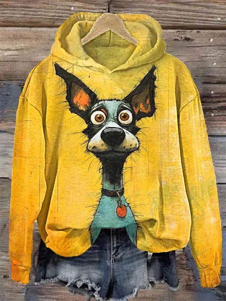 Puppy Graphic Sweatshirt Hoodies For Women