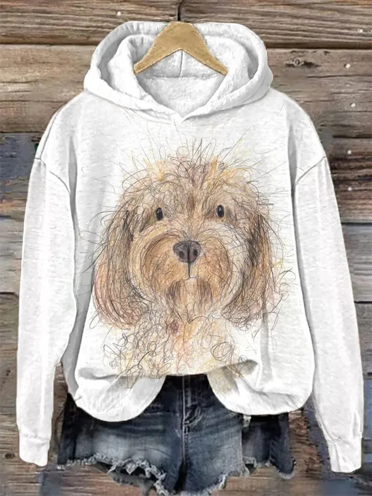 Puppy Graphic Sweatshirt Hoodies For Women