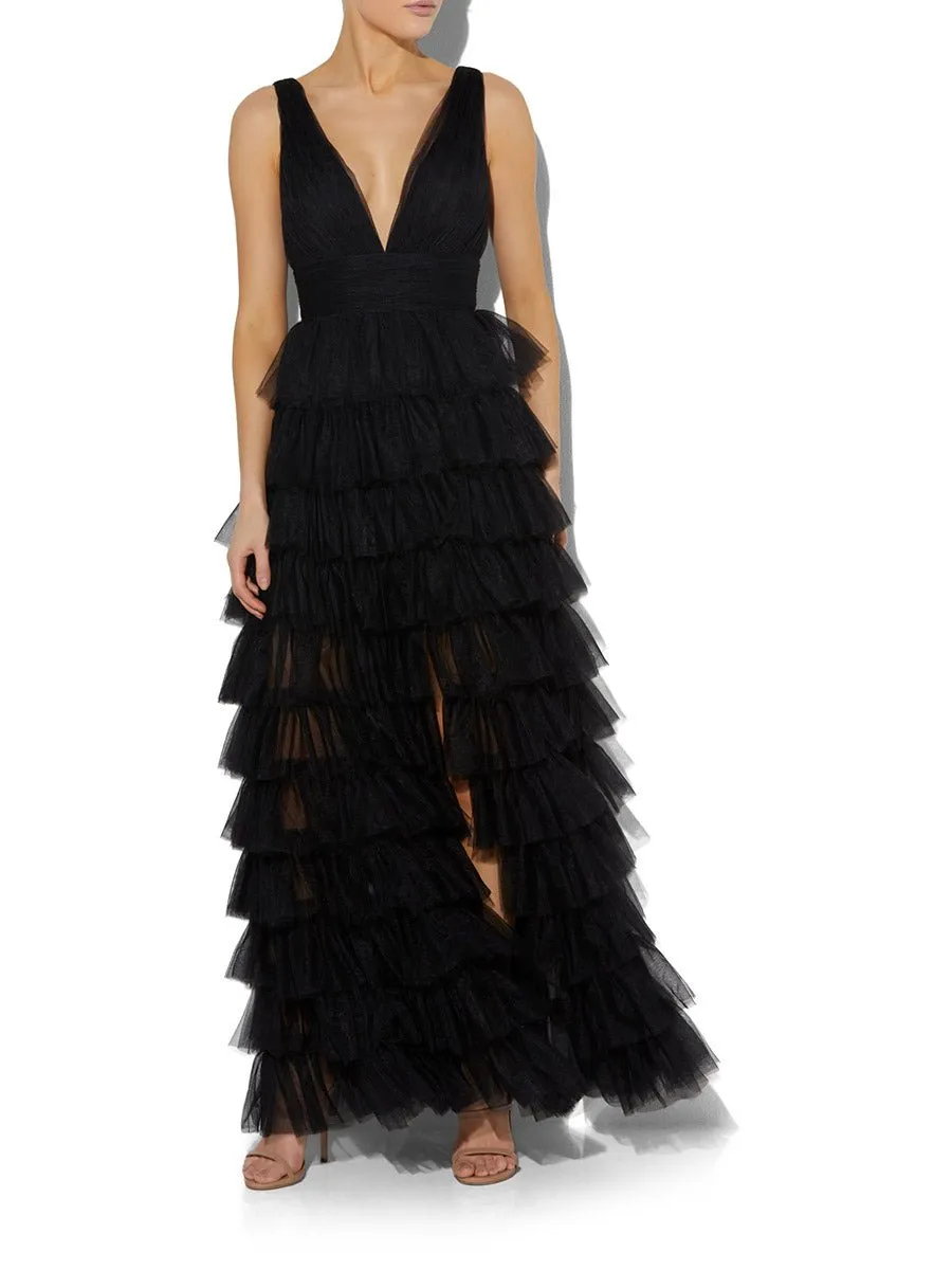 Raven Black Tulle Gown