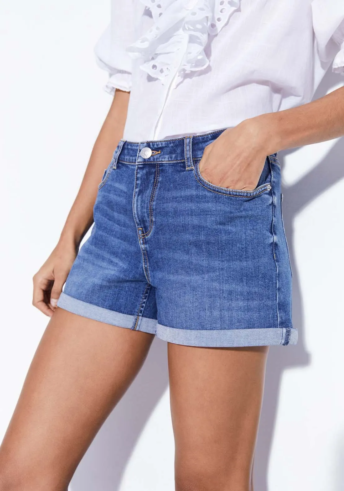 Relaxed-Fit Denim Bermuda Shorts