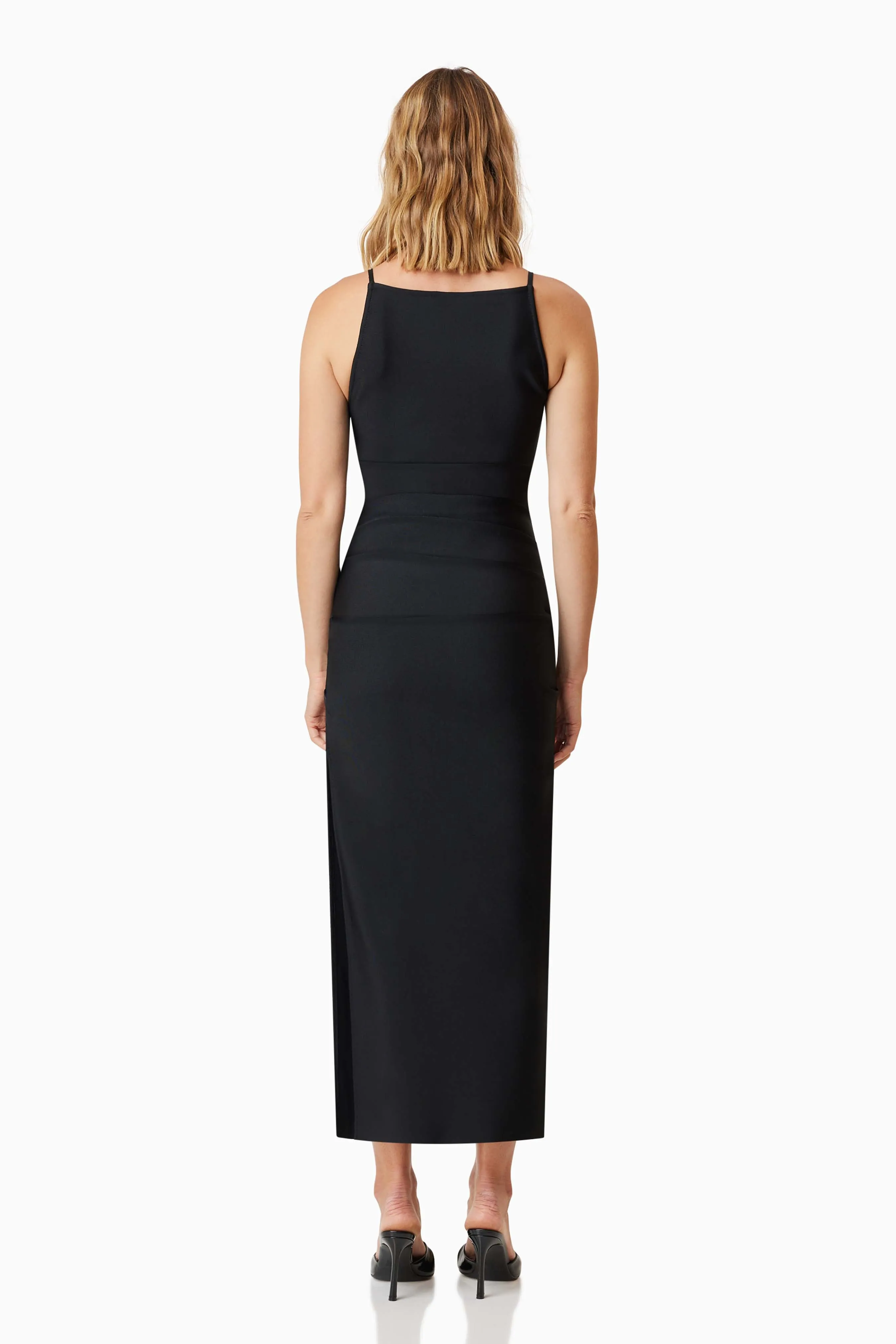 Rose Cocktail Midi Dress In Black