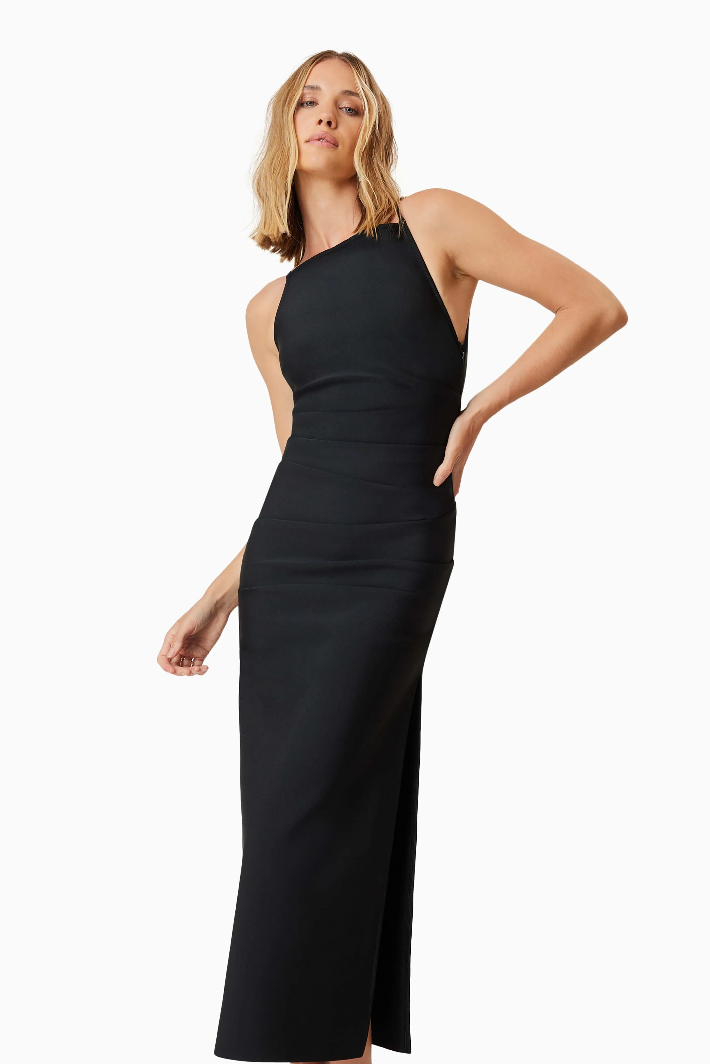 Rose Cocktail Midi Dress In Black