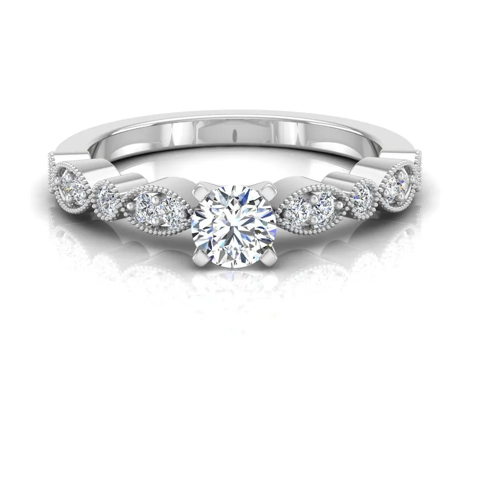 Scalloped Design Moissanite Engagement Ring