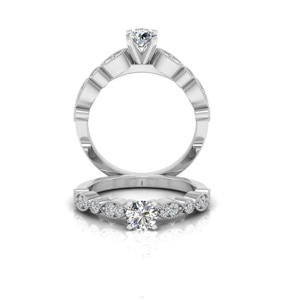 Scalloped Design Moissanite Engagement Ring