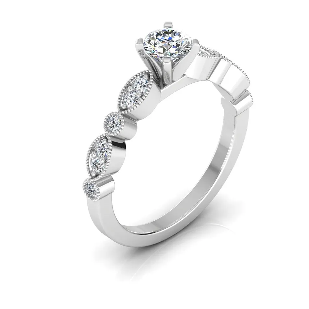 Scalloped Design Moissanite Engagement Ring