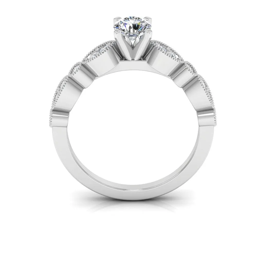 Scalloped Design Moissanite Engagement Ring